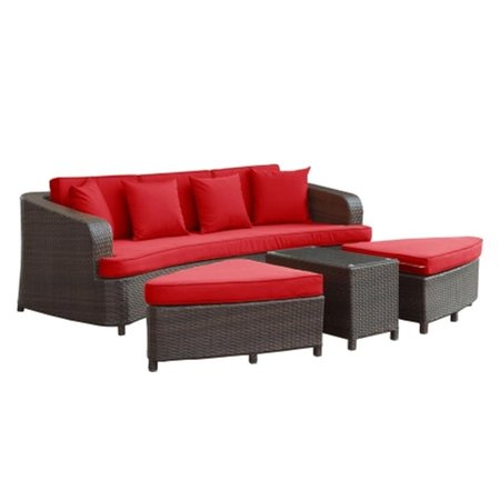 EAST END IMPORTS Monterey Outdoor Patio Sofa Set- Brown Red EEI-992-BRN-RED-SET